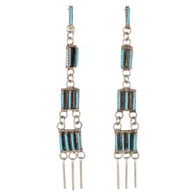 Ashley Laate Zuni Sterling Kingman Needlepoint Earrings