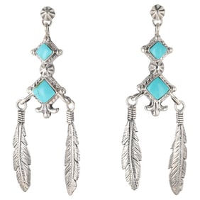 Annie Spencer Navajo Sterling Kingman Earrings