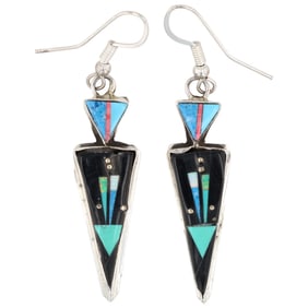 Gilbert Smith Navajo Sterling Multi-Stone Inlay Earrings