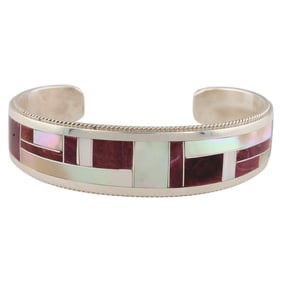 R&G Booqa Zuni Sterling Multi-Stone Inlay Cuff Bracelet