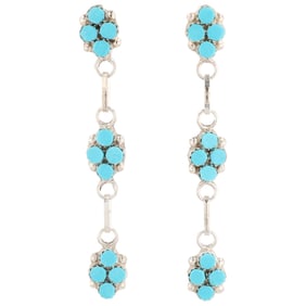A Pair of Zuni Swain Charley Kingman Turquoise Drop Earrings