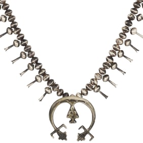 Vintage 1960's Navajo Sterling Squash Blossom Necklace