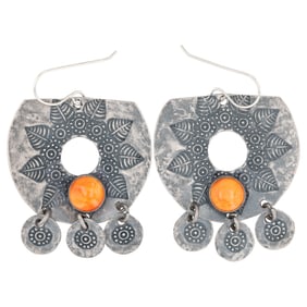 Harold Joe Navajo Handmade Sterling Spiny Oyster Earrings