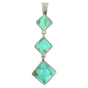 Navajo Handmade Sterling Gaspeite Pendant