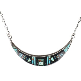 Signed NR Navajo Inlay Necklace