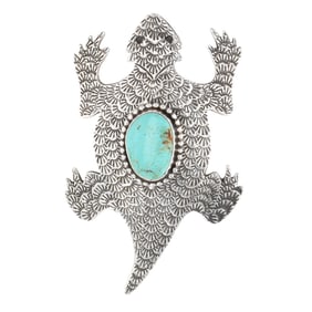 Lee Charley Navajo Sterling Kingman Horned Toad Pin/Pendant