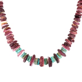 Navajo Sterling Purple Spiny Oyster Turquoise Necklace