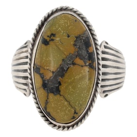 Running Bear Navajo Sterling Peacock Variscite Ring