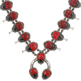 F. Maloney Navajo Sterling Ladybug Squash Necklace