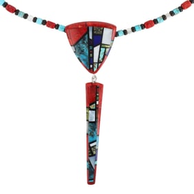 Santo Domingo Pueblo Chris Nieto Mosaic Inlay Necklace