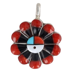 Zuni Romero Vacit Inlaid Sunface Pendant