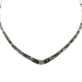 Amber Tsosie Navajo Handmade Sterling Inlay Necklace