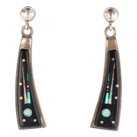 Amber Tsosie Navajo Sterling Inlay Dangle Earrings