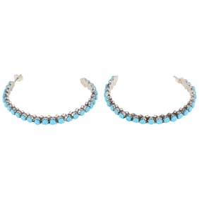 Marlon Quam Zuni Sleeping Beauty Turquoise Hoop Earrings