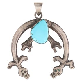 Tonya Yazzie Navajo Sterling Kingman Turquoise Naja Pendant