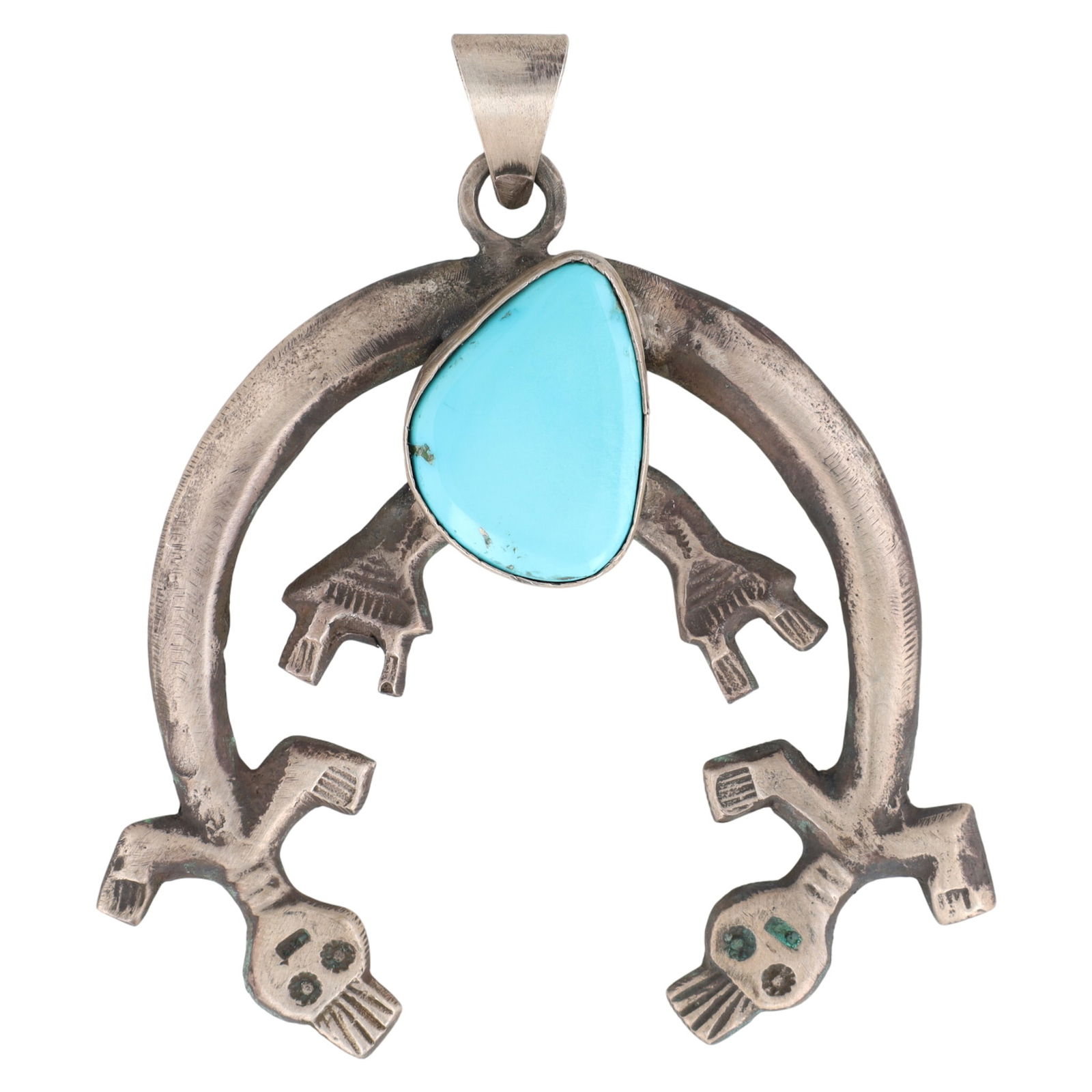 Tonya Yazzie Navajo Sterling Kingman Turquoise Naja Pendant (1 of 5)