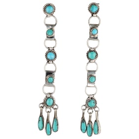 Viola Babelua Zuni Sterling Kingman Turquoise Earrings