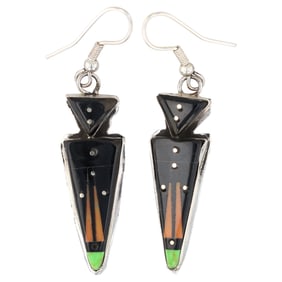 Gilbert Smith Navajo Sterling Inlay Earrings