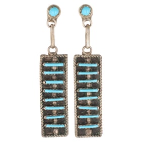 Davis Kaamasee Zuni Sterling Silver Turquoise Earrings