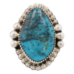 Leslie Nez Navajo Sterling Kingman Turquoise Ring