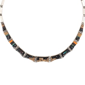 Olson Charleston Sterling Multi-Stone Inlay Necklace