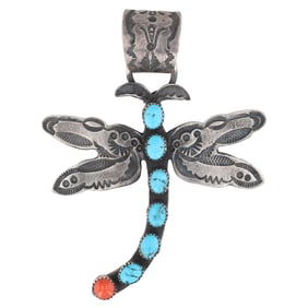 K. Billah Navajo Sterling Kingman Dragonfly Pendant