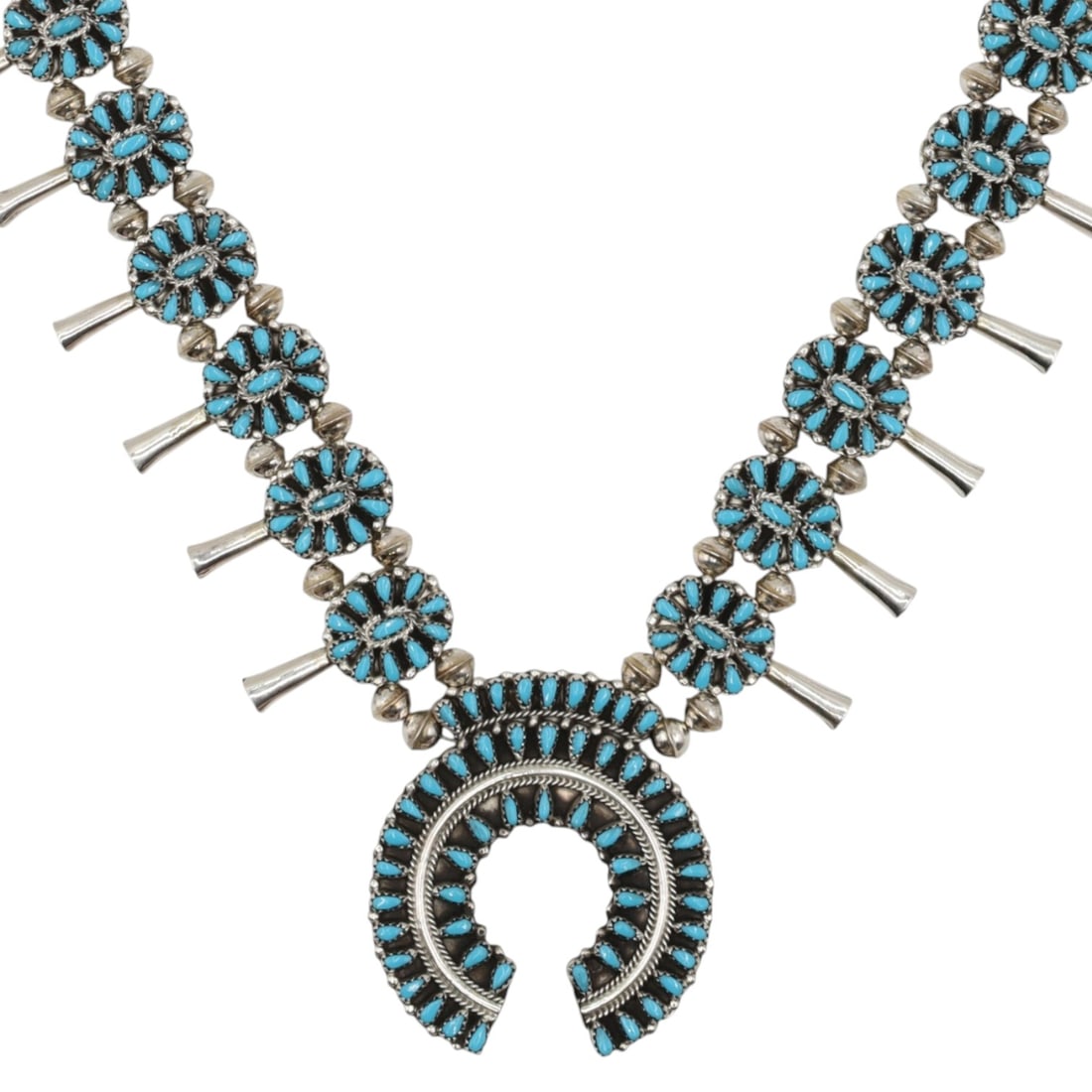 Milton James Navajo Sterling Reversible Squash Blossom Necklace (1 of 8)