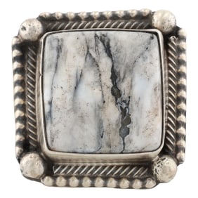 John Skeets Navajo Sterling Silver White Buffalo Ring