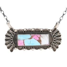 Geraldine James Navajo Sterling Cotton Candy Necklace