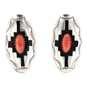 Felix Perry Navajo Silver Spiny Shadowbox Earrings