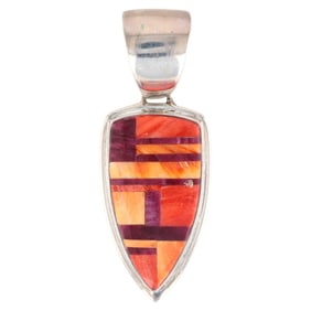 First American Traders Sterling Multi-Spiny Oyster Inlay Pendant