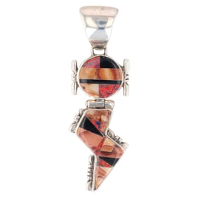 First American Traders Sterling Multi-Stone Inlay Pendant