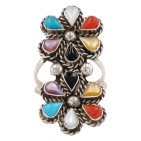 Gina Dosedo Zuni Sterling Multi-Stone Petit Point Ring