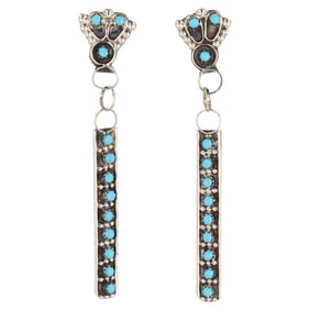 Davis Kaamasee Zuni Sterling Kingman Earrings