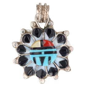 Andrick Dewa Zuni Handmade Sterling Multi-Stone Sunface Pendant