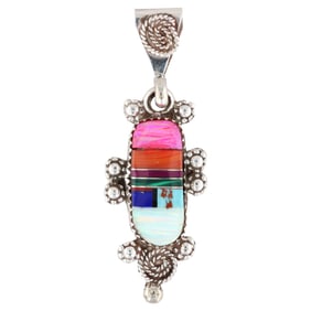Maxx Laate Zuni Sterling Multi-Stone Inlay Pendant