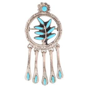 Floyd Etsate Zuni Sterling Turquoise Pin/Pendant