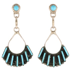 Davis Kaamasee Zuni Sterling Kingman Earrings