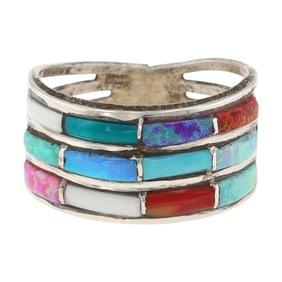 Navajo Sterling Multi-Stone Inlay Ring