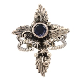 Loretta Delgarito Navajo Sterling Amethyst Adjustable Ring