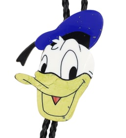 Calvin Desson Sterling Zunitoon Donald Duck Inlay Bolo Tie