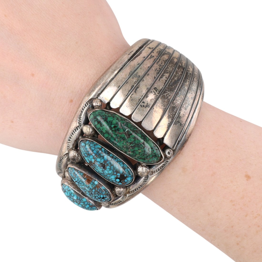 Vintage C. Singer Navajo Sterling Turquoise Cuff Bracelet (1 of 10)