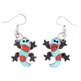 Tamara Pinto Zuni Sterling Gecko Inlay Earrings