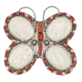 Chad Teller Navajo Sterling Multi-Stone Butterfly Adjustable Ring
