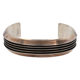 Tom Hawk Navajo Sterling Channel Cuff Bracelet