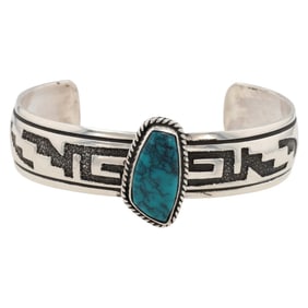 Vintage T. Singer Sterling Turquoise Cuff Bracelet