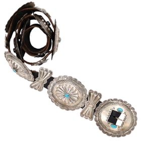 Vintage Benny Wanuka Navajo Sterling Turquoise Concho Belt