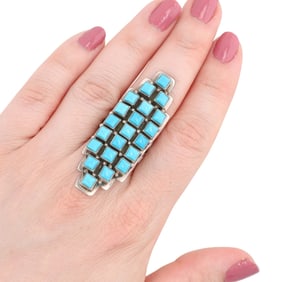 Scott Skeets Navajo Sterling Turquoise Corn Ring