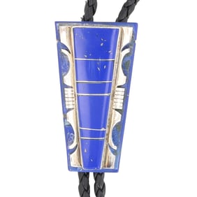 Steve Francisco Navajo Handmade Lapis Sterling Silver Bolo Tie
