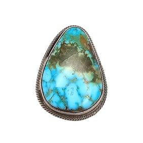 Navajo Sterling Sonoran Gold Turquoise Ring by Scott Skeets Sz 5.5